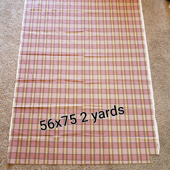 100% Cotton Canvas "Pleasant Plaid" Upholstery Fabric Red Green Gold 2 Yards - Picture 4 of 4